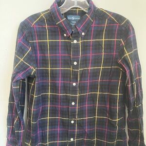 Ralph Lauren Vintage Plaid Button Down Shirt Big Boys Size 14/16 Check Preppy
